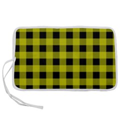 Yellow Black Buffalo Plaid Pen Storage Case (m) by SpinnyChairDesigns