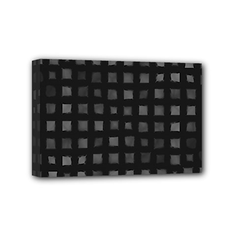 Abstract Black Checkered Pattern Mini Canvas 6  X 4  (stretched) by SpinnyChairDesigns