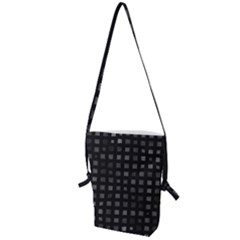 Abstract Black Checkered Pattern Folding Shoulder Bag by SpinnyChairDesigns