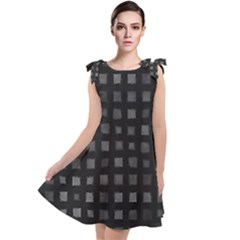 Abstract Black Checkered Pattern Tie Up Tunic Dress by SpinnyChairDesigns