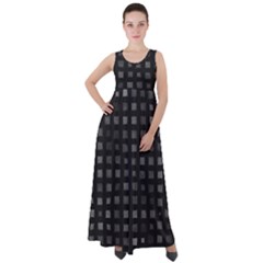 Abstract Black Checkered Pattern Empire Waist Velour Maxi Dress by SpinnyChairDesigns