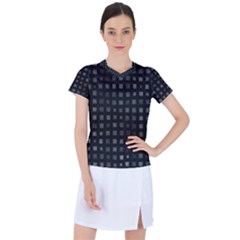 Abstract Black Checkered Pattern Women s Sports Top by SpinnyChairDesigns