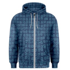Blue Abstract Checks Pattern Men s Zipper Hoodie by SpinnyChairDesigns