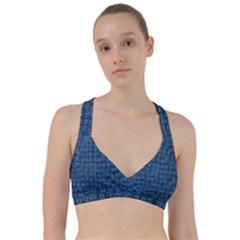 Blue Abstract Checks Pattern Sweetheart Sports Bra by SpinnyChairDesigns