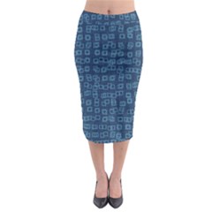 Blue Abstract Checks Pattern Midi Pencil Skirt by SpinnyChairDesigns