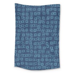 Blue Abstract Checks Pattern Large Tapestry by SpinnyChairDesigns