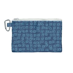 Blue Abstract Checks Pattern Canvas Cosmetic Bag (medium) by SpinnyChairDesigns