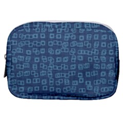 Blue Abstract Checks Pattern Make Up Pouch (small) by SpinnyChairDesigns