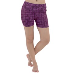 Plum Abstract Checks Pattern Lightweight Velour Yoga Shorts by SpinnyChairDesigns