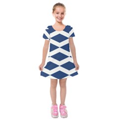 Diamonds Blue Kids  Short Sleeve Velvet Dress