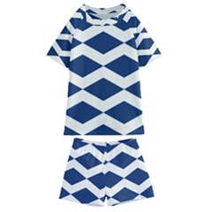 Diamonds Blue Kids  Swim Tee And Shorts Set