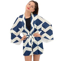 Diamonds Blue Long Sleeve Kimono