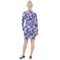 Pink And Blue Shapes Button Long Sleeve Dress View2