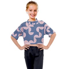 Pink And Blue Shapes Kids Mock Neck Tee