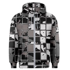 Black And White Checkered Grunge Pattern Men s Zipper Hoodie by SpinnyChairDesigns