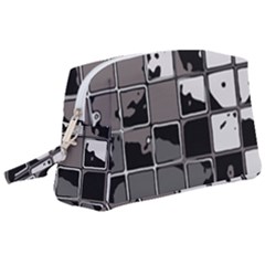 Black And White Checkered Grunge Pattern Wristlet Pouch Bag (large)