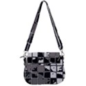 Black and White Checkered Grunge Pattern Saddle Handbag View3