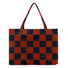 Red And Black Checkered Grunge  Medium Tote Bag by SpinnyChairDesigns