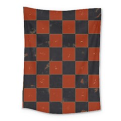 Red And Black Checkered Grunge  Medium Tapestry by SpinnyChairDesigns