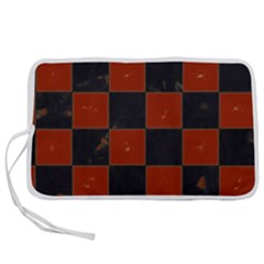 Red And Black Checkered Grunge  Pen Storage Case (m) by SpinnyChairDesigns