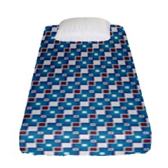 Country Blue Checks Pattern Fitted Sheet (single Size) by SpinnyChairDesigns