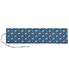 Country Blue Checks Pattern Roll Up Canvas Pencil Holder (l) by SpinnyChairDesigns