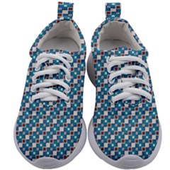 Country Blue Checks Pattern Kids Athletic Shoes