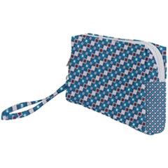 Country Blue Checks Pattern Wristlet Pouch Bag (small) by SpinnyChairDesigns