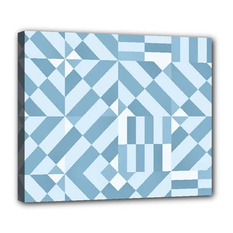 Truchet Tiles Blue White Deluxe Canvas 24  X 20  (stretched)