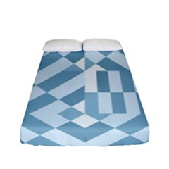 Truchet Tiles Blue White Fitted Sheet (full/ Double Size) by SpinnyChairDesigns