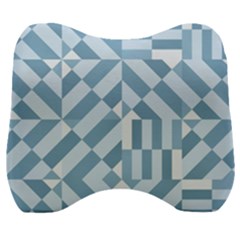 Truchet Tiles Blue White Velour Head Support Cushion by SpinnyChairDesigns