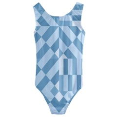 Truchet Tiles Blue White Kids  Cut-out Back One Piece Swimsuit by SpinnyChairDesigns