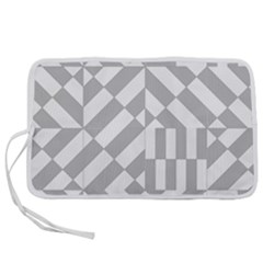 Truchet Tiles Grey White Pattern Pen Storage Case (l) by SpinnyChairDesigns