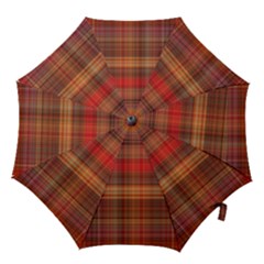 Madras Plaid Fall Colors Hook Handle Umbrellas (small) by SpinnyChairDesigns