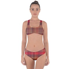 Madras Plaid Fall Colors Criss Cross Bikini Set by SpinnyChairDesigns