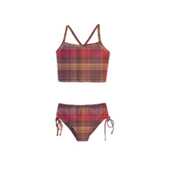 Madras Plaid Fall Colors Girls  Tankini Swimsuit by SpinnyChairDesigns