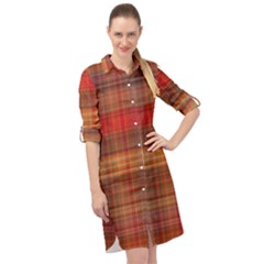 Madras Plaid Fall Colors Long Sleeve Mini Shirt Dress by SpinnyChairDesigns