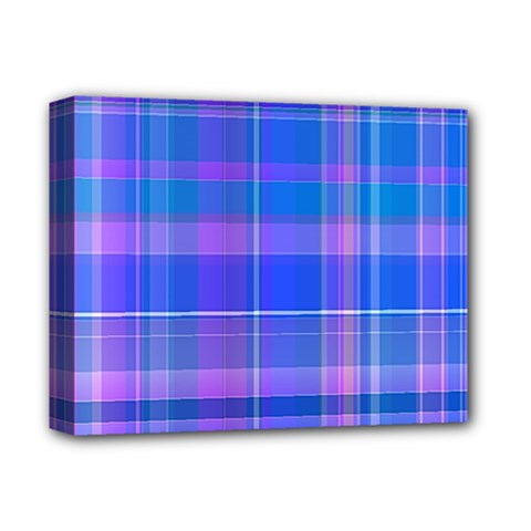 Madras Plaid Blue Purple Deluxe Canvas 14  X 11  (stretched) by SpinnyChairDesigns