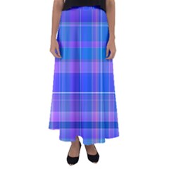 Madras Plaid Blue Purple Flared Maxi Skirt by SpinnyChairDesigns