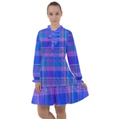 Madras Plaid Blue Purple All Frills Chiffon Dress