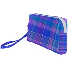 Madras Plaid Blue Purple Wristlet Pouch Bag (small) by SpinnyChairDesigns
