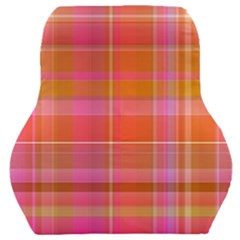 Pink Orange Madras Plaid Car Seat Back Cushion  by SpinnyChairDesigns