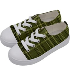 Green Madras Plaid Kids  Low Top Canvas Sneakers by SpinnyChairDesigns