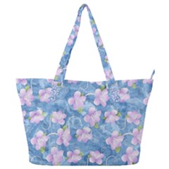 Watercolor Violets Full Print Shoulder Bag by SpinnyChairDesigns