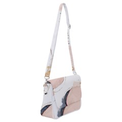 Pink And Blue Marble Shoulder Bag With Back Zipper by kiroiharu