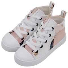 Pink And Blue Marble Kids  Mid-top Canvas Sneakers