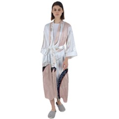 Pink And Blue Marble Maxi Satin Kimono by kiroiharu