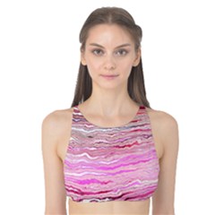 Pink Abstract Stripes Tank Bikini Top by SpinnyChairDesigns