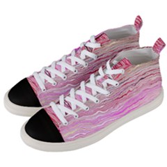 Pink Abstract Stripes Men s Mid-top Canvas Sneakers by SpinnyChairDesigns