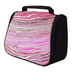 Pink Abstract Stripes Full Print Travel Pouch (small) by SpinnyChairDesigns